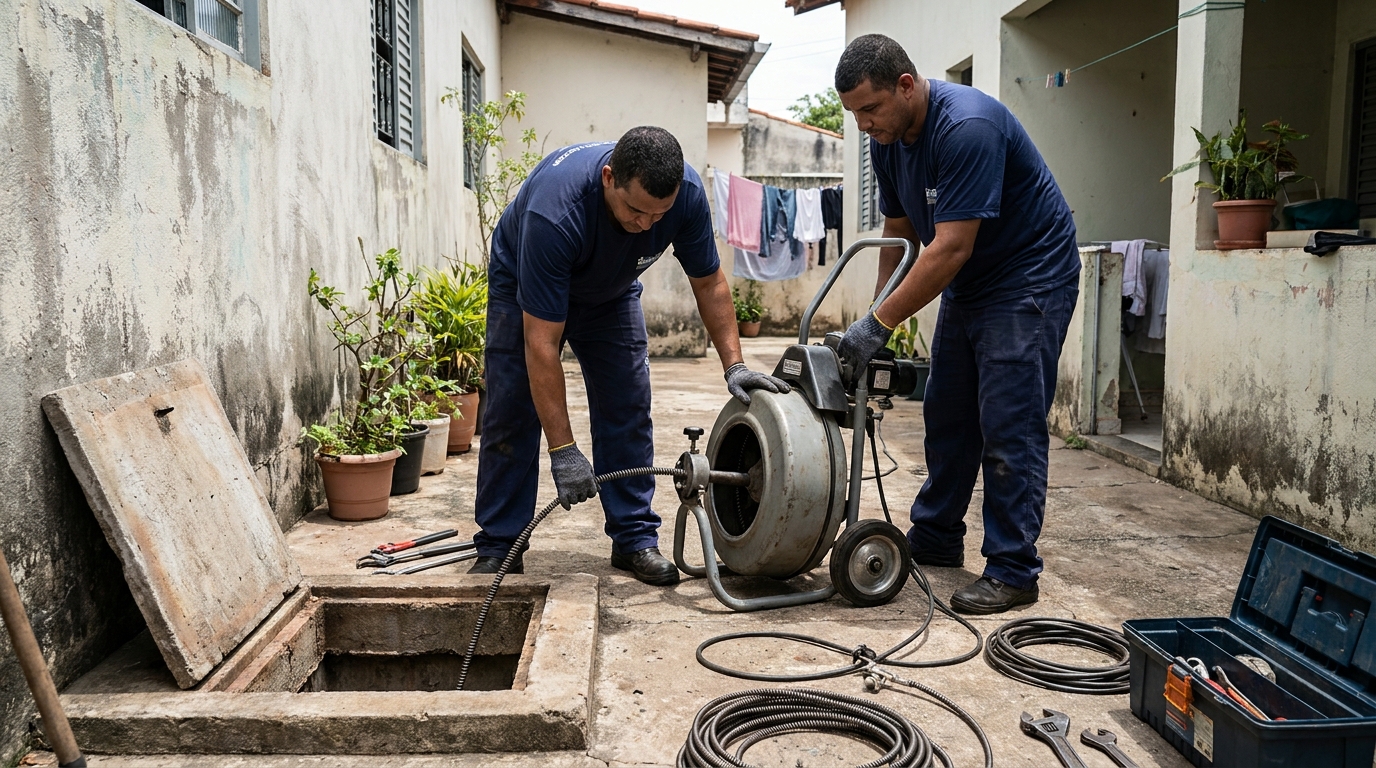 Desentupimento de Coluna Sanitária no Recanto Impla, Carapicuíba‑SP